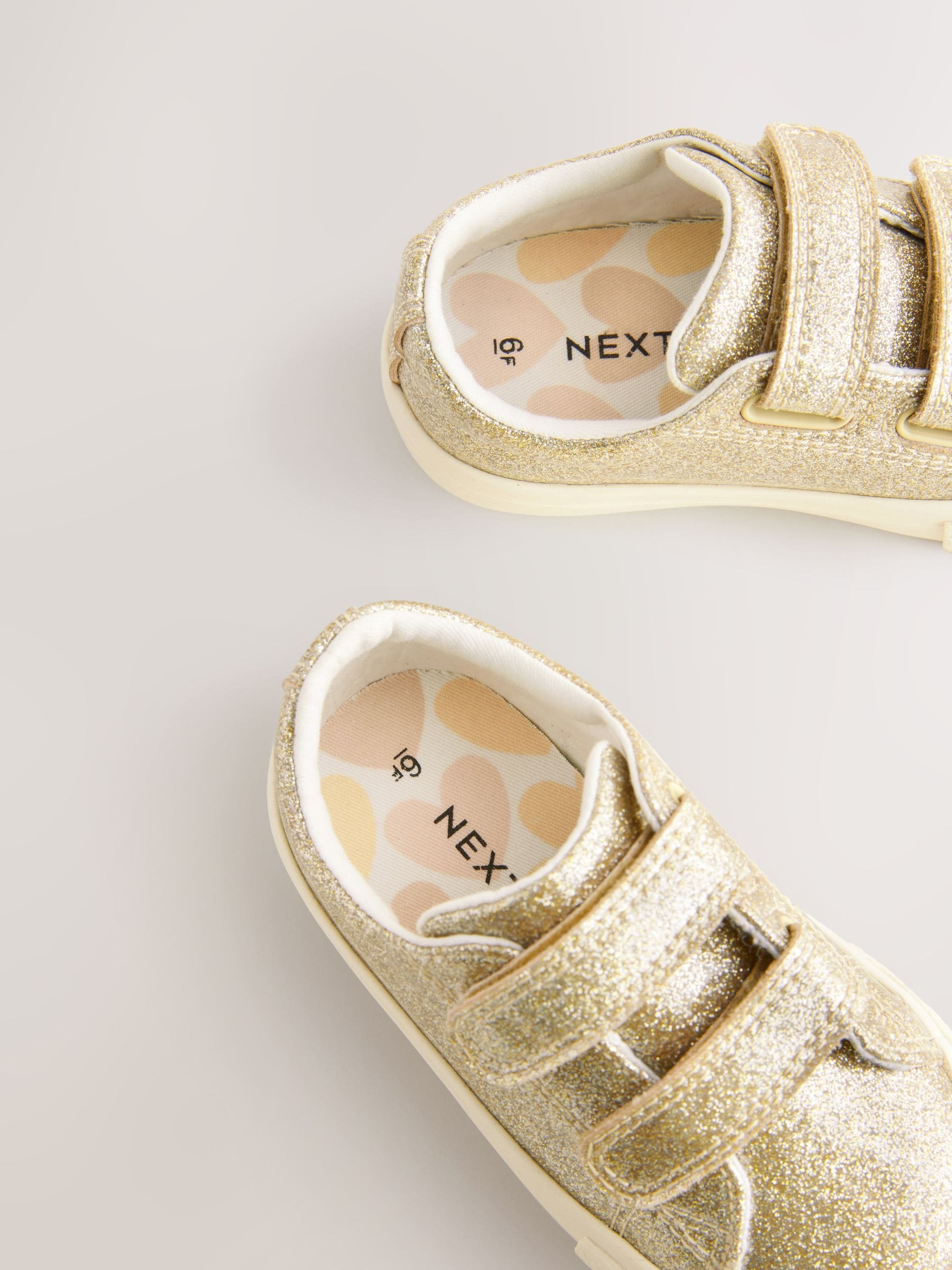 Gold Wide Fit (G) Chunky Trainers With Touch Fastening image 4