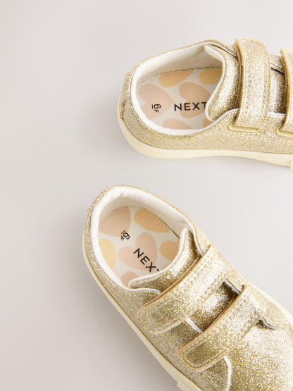 Gold Wide Fit (G) Chunky Trainers With Touch Fastening image 4