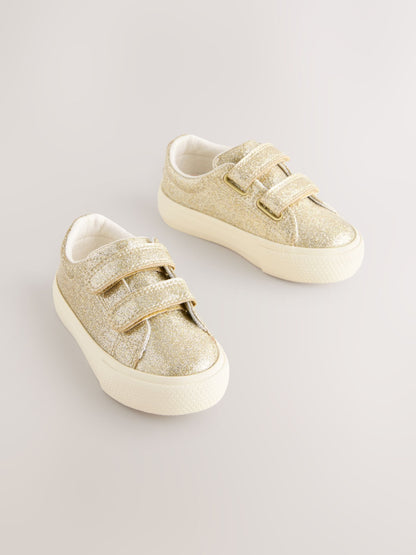 Gold Wide Fit (G) Chunky Trainers With Touch Fastening image 6