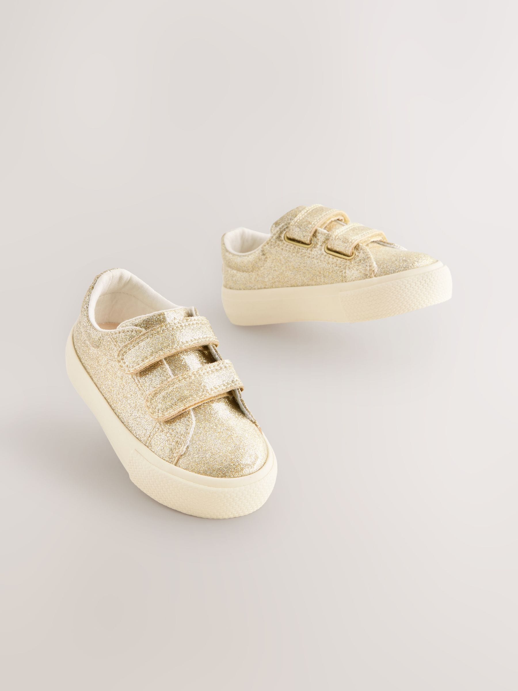 Gold Wide Fit (G) Chunky Trainers With Touch Fastening image 2