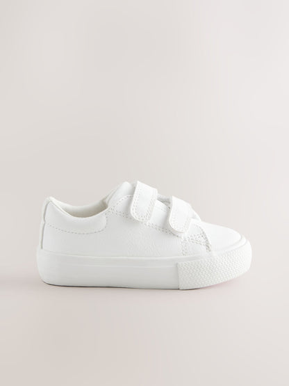 White Wide Fit (G) Chunky Trainers With Touch Fastening image 2