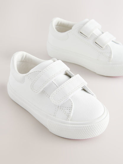 White Wide Fit (G) Chunky Trainers With Touch Fastening image 3
