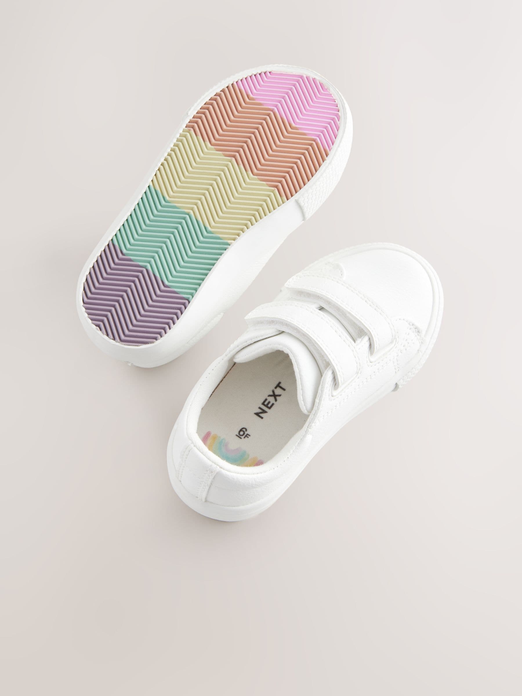 White Wide Fit (G) Chunky Trainers With Touch Fastening image 1