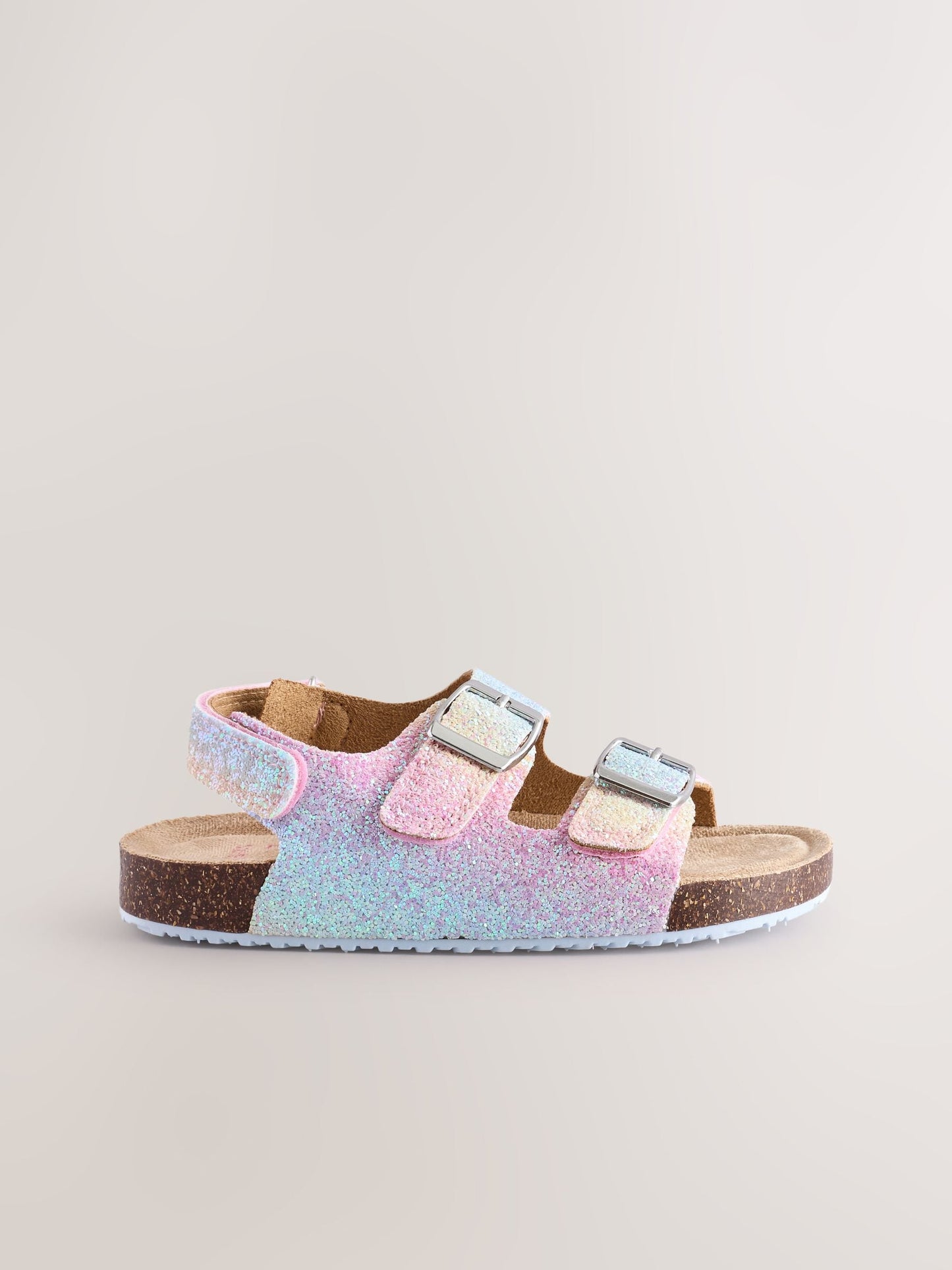 Multi Glitter Wide Fit (G) Corkbed Double Two Strap Sandals image 3