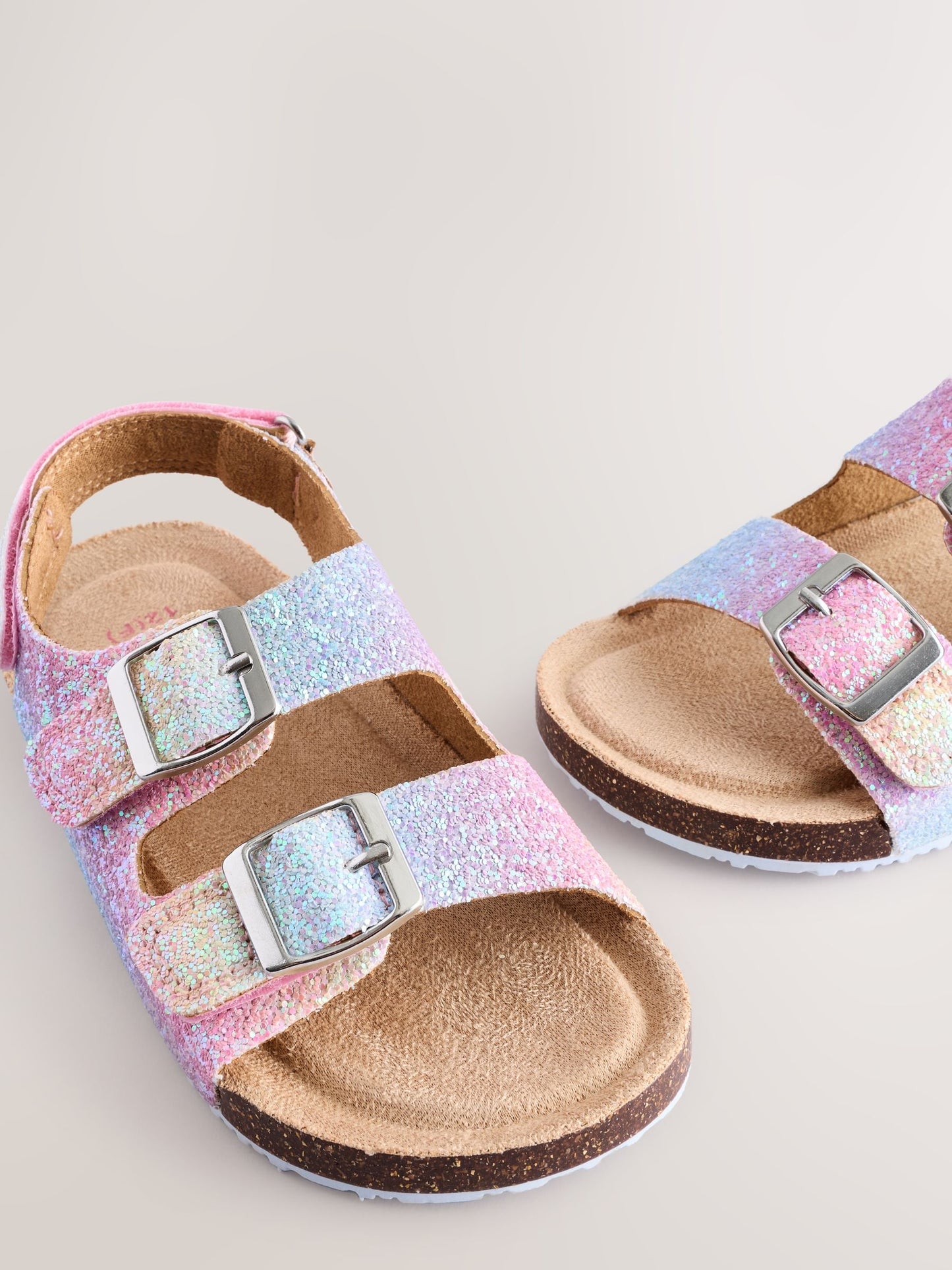 Multi Glitter Wide Fit (G) Corkbed Double Two Strap Sandals image 4