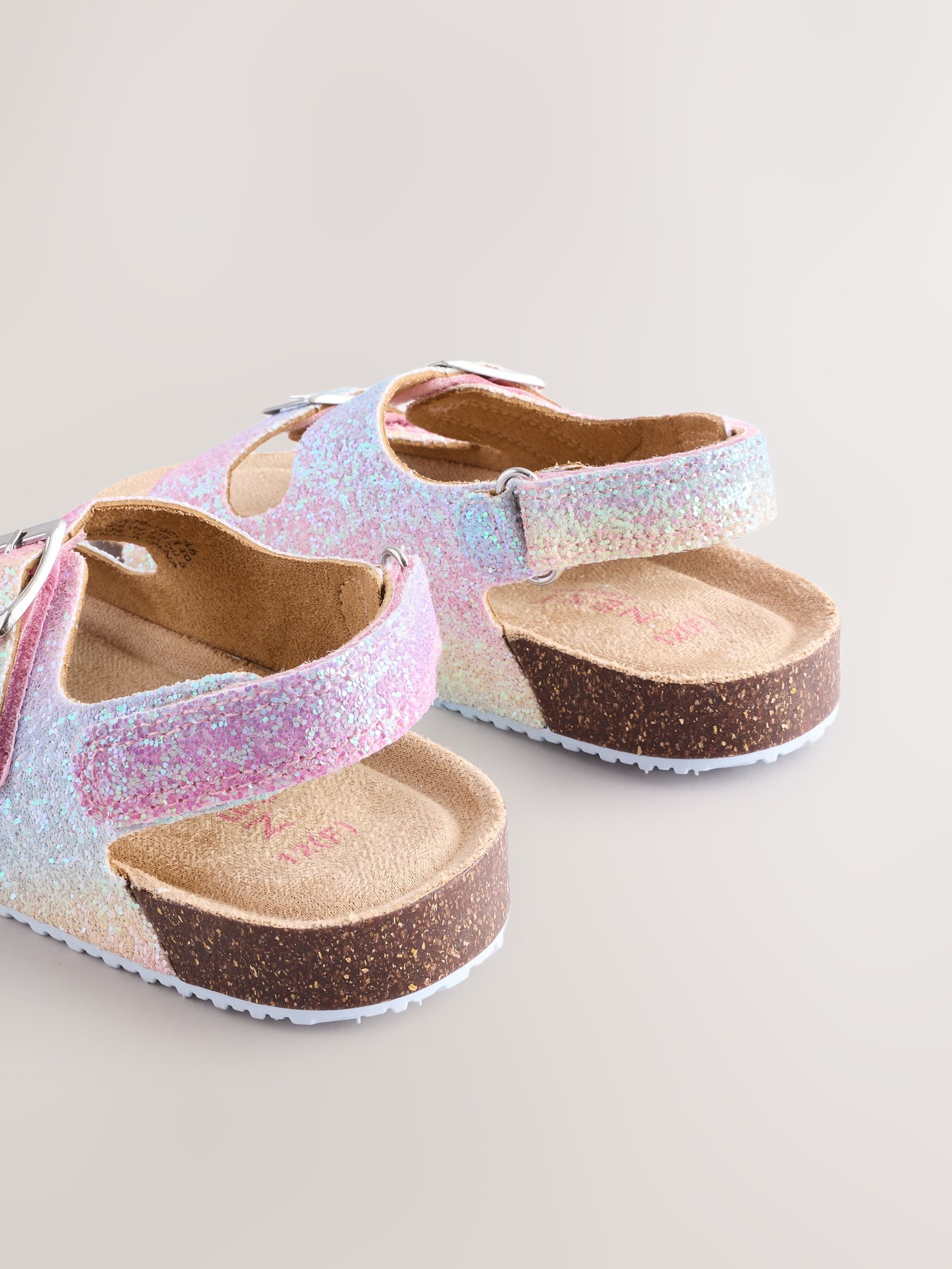 Multi Glitter Wide Fit (G) Corkbed Double Two Strap Sandals image 6