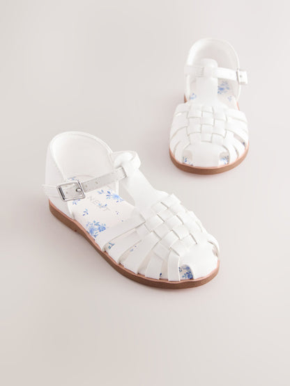 White Wide Fit (G) Fisherman Occasion Sandals image 1