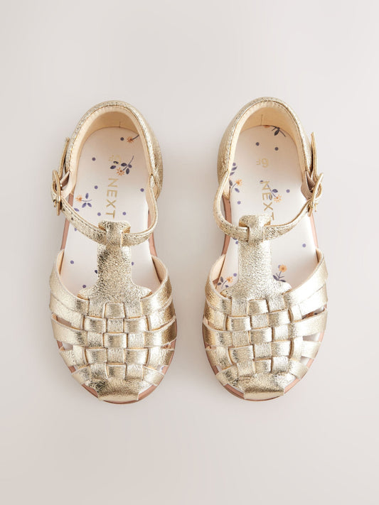 Gold Wide Fit (G) Fisherman Occasion Sandals image 2