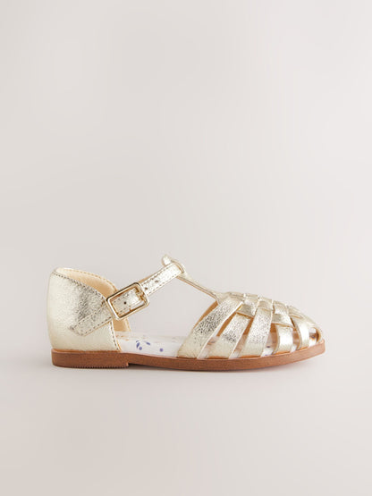 Gold Wide Fit (G) Fisherman Occasion Sandals image 3