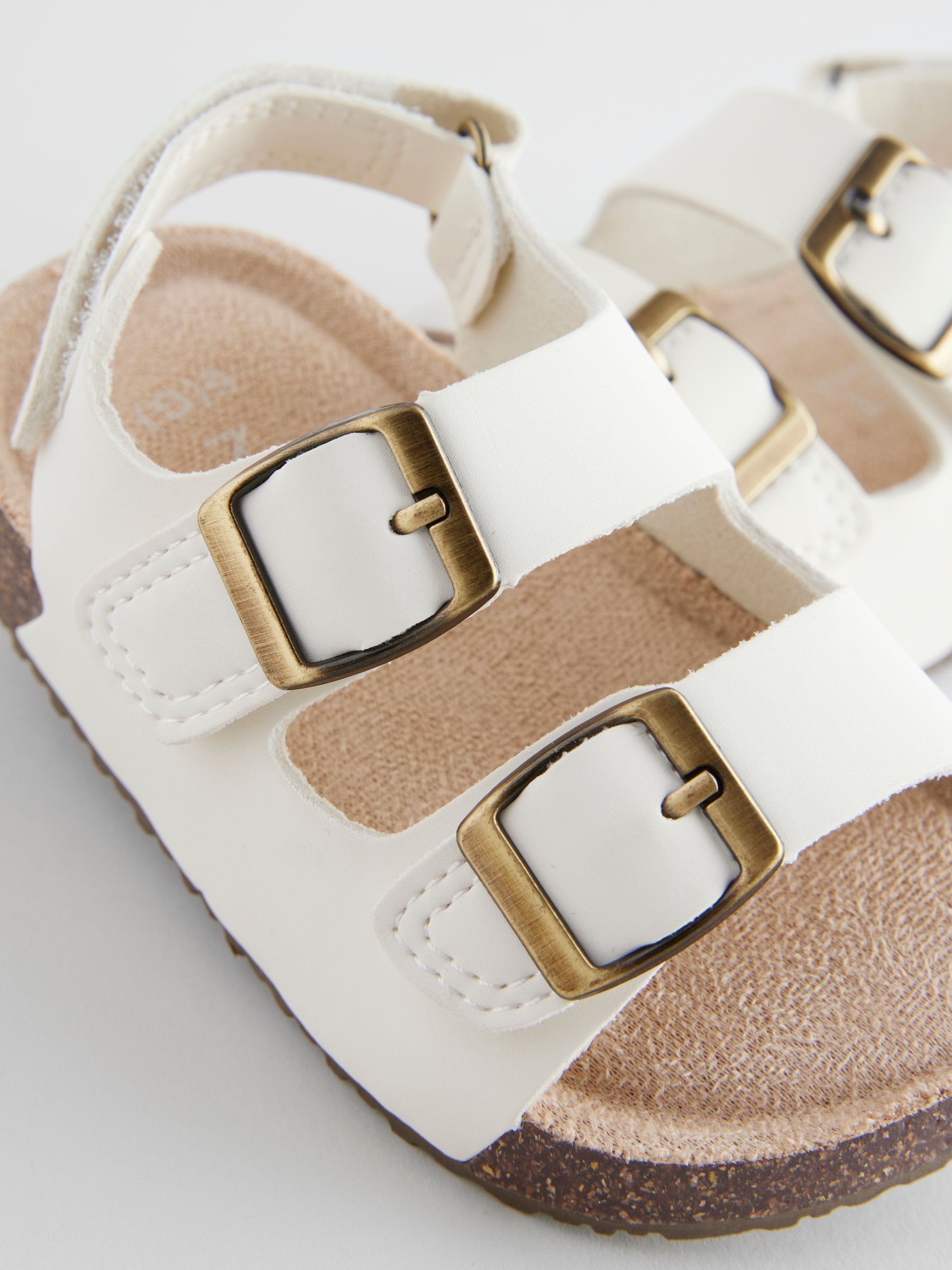 Neutral White Wide Fit (G) Corkbed Two Strap Sandals image 3