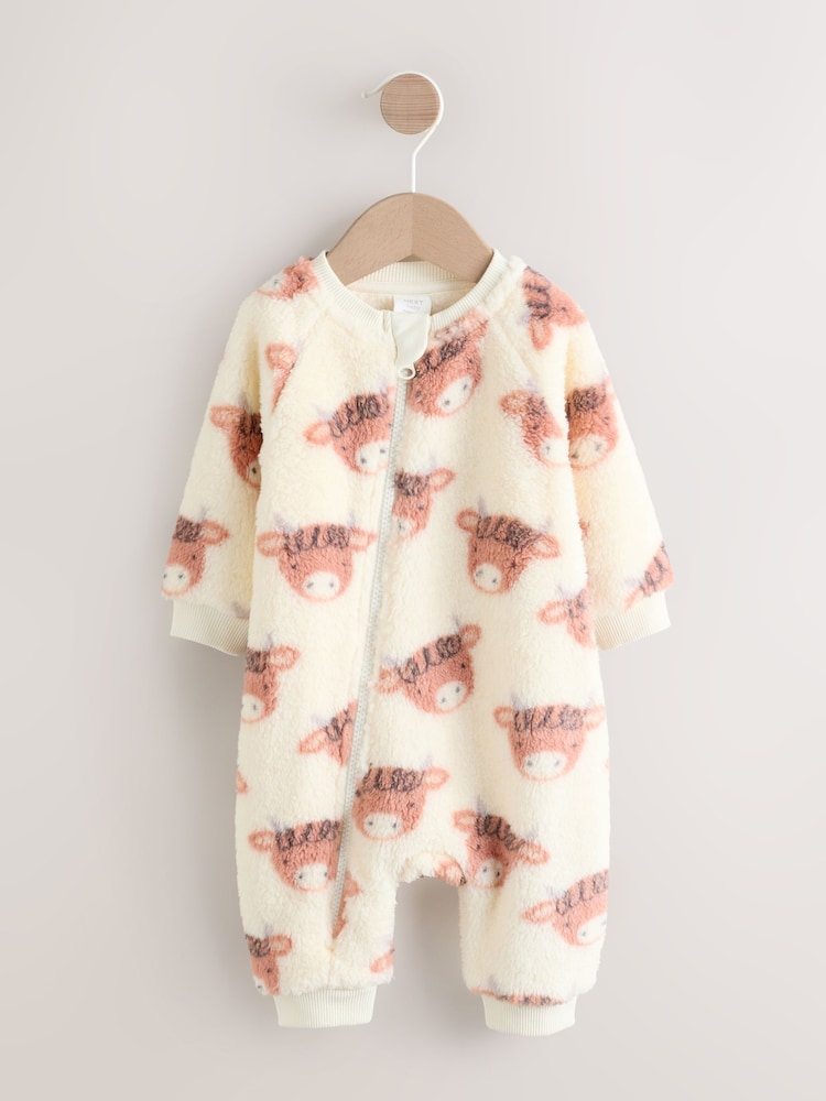 Ecru Hamish Baby Heavy Fleece Sleepsuit Immediate