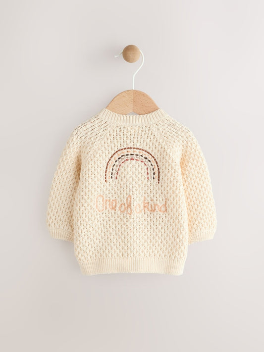 Ecru Knitted Embroidered Cardigan (0mths-2yrs)