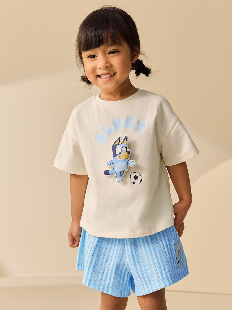Ecru White Bluey Football Shorts Set Immediate