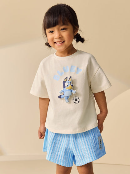 Ecru White Bluey Football Shorts Set Immediate