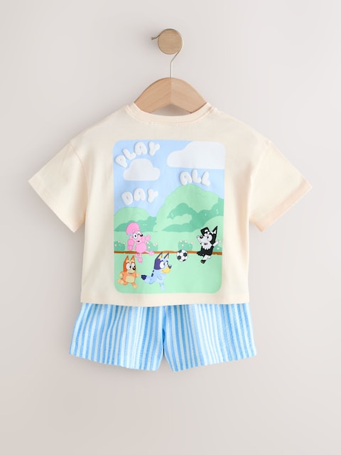 Ecru White Bluey Football Shorts Set Immediate
