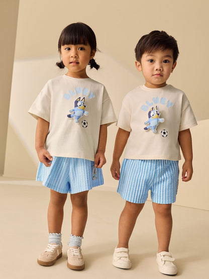 Ecru White Bluey Football Shorts Set Immediate