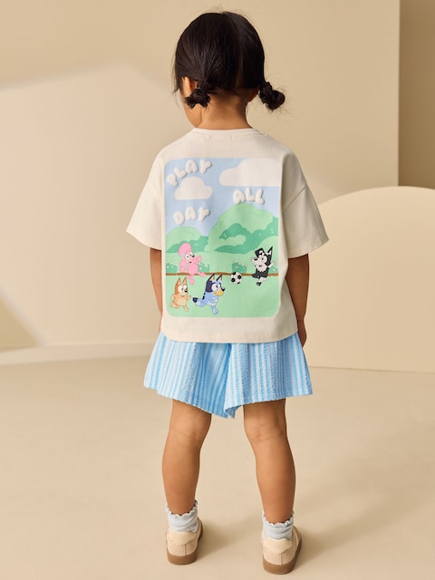 Ecru White Bluey Football Shorts Set Immediate