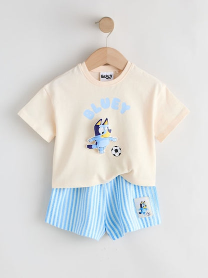 Ecru White Bluey Football Shorts Set Immediate