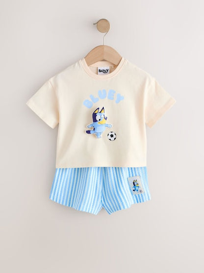 Ecru White Bluey Football Shorts Set Immediate