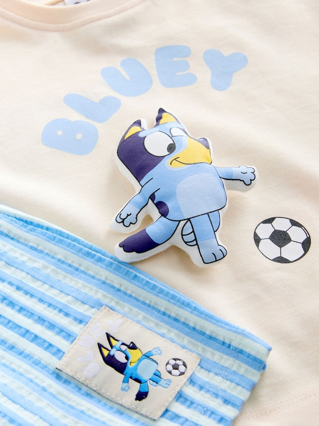 Ecru White Bluey Football Shorts Set Immediate