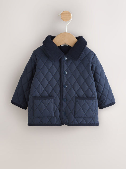Navy Baby Quilted Cord Collar Jacket (0mths-2yrs)