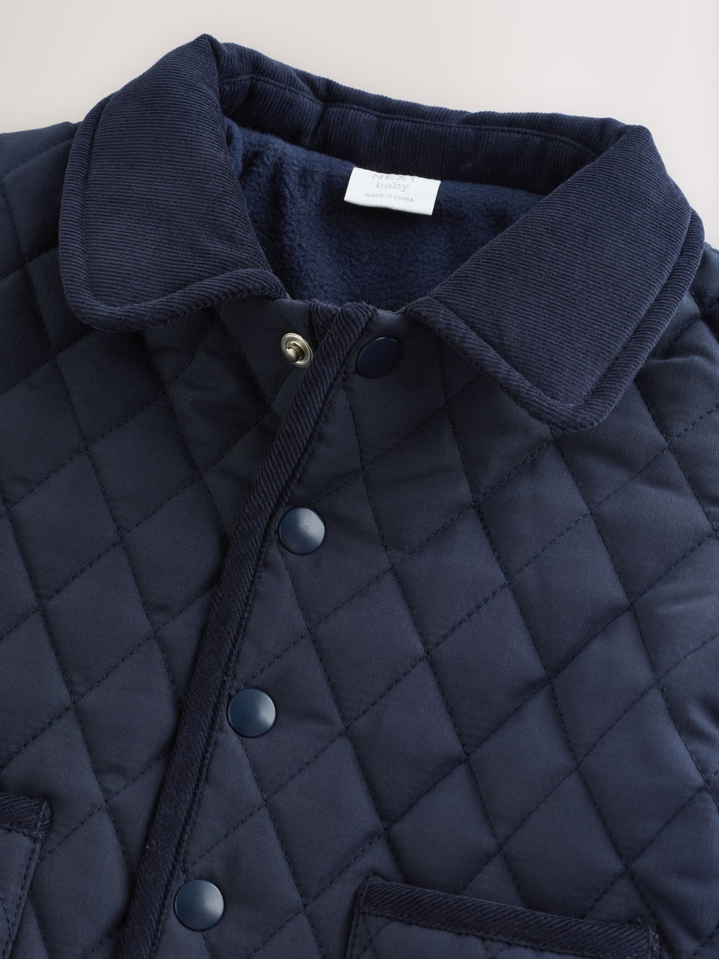 Navy Baby Quilted Cord Collar Jacket (0mths-2yrs)