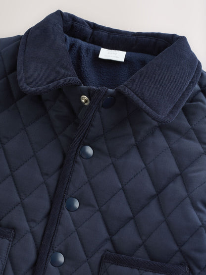Navy Baby Quilted Cord Collar Jacket (0mths-2yrs)