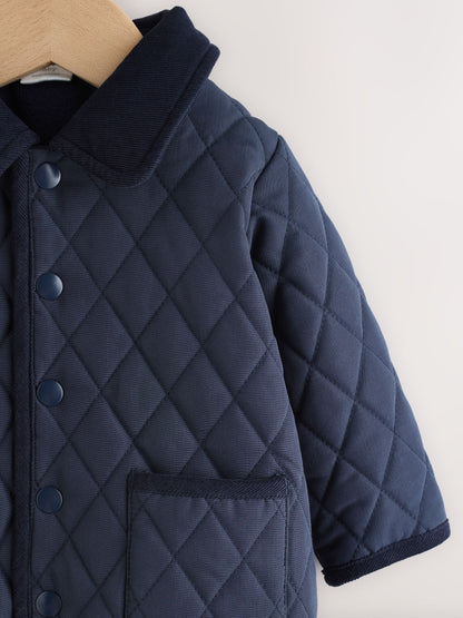 Navy Baby Quilted Cord Collar Jacket (0mths-2yrs)