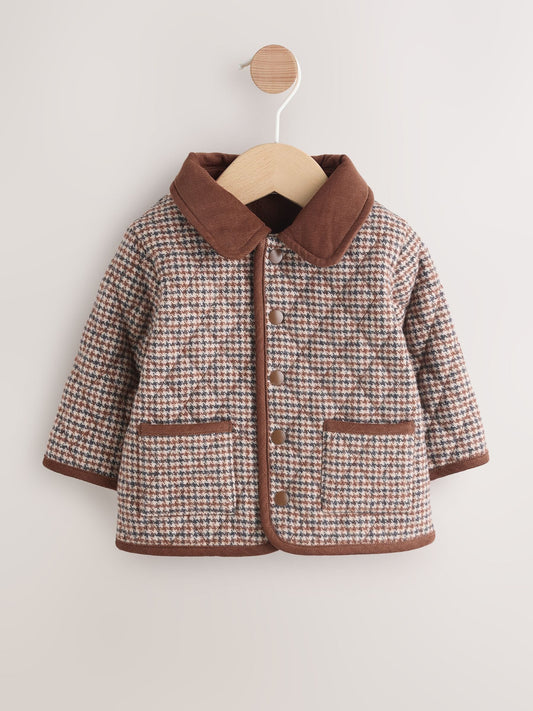 Brown Heritage Check Baby Quilted Cord Collar Jacket (0mths-2yrs)