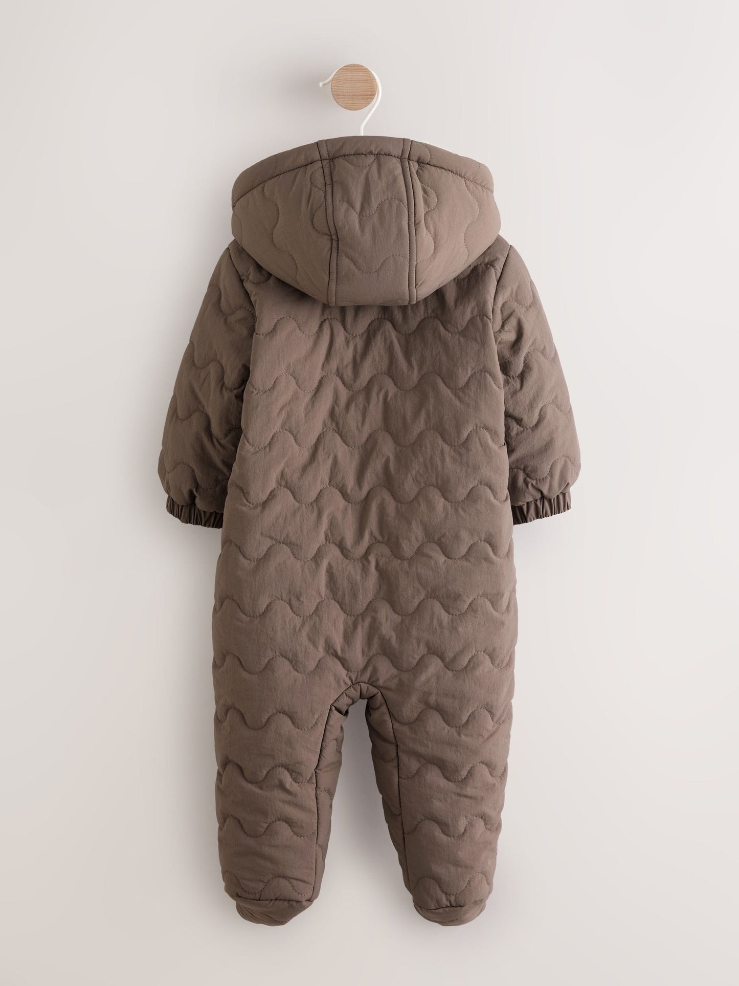 Brown Hooded Nylon Baby All-In-One (0-18mths)