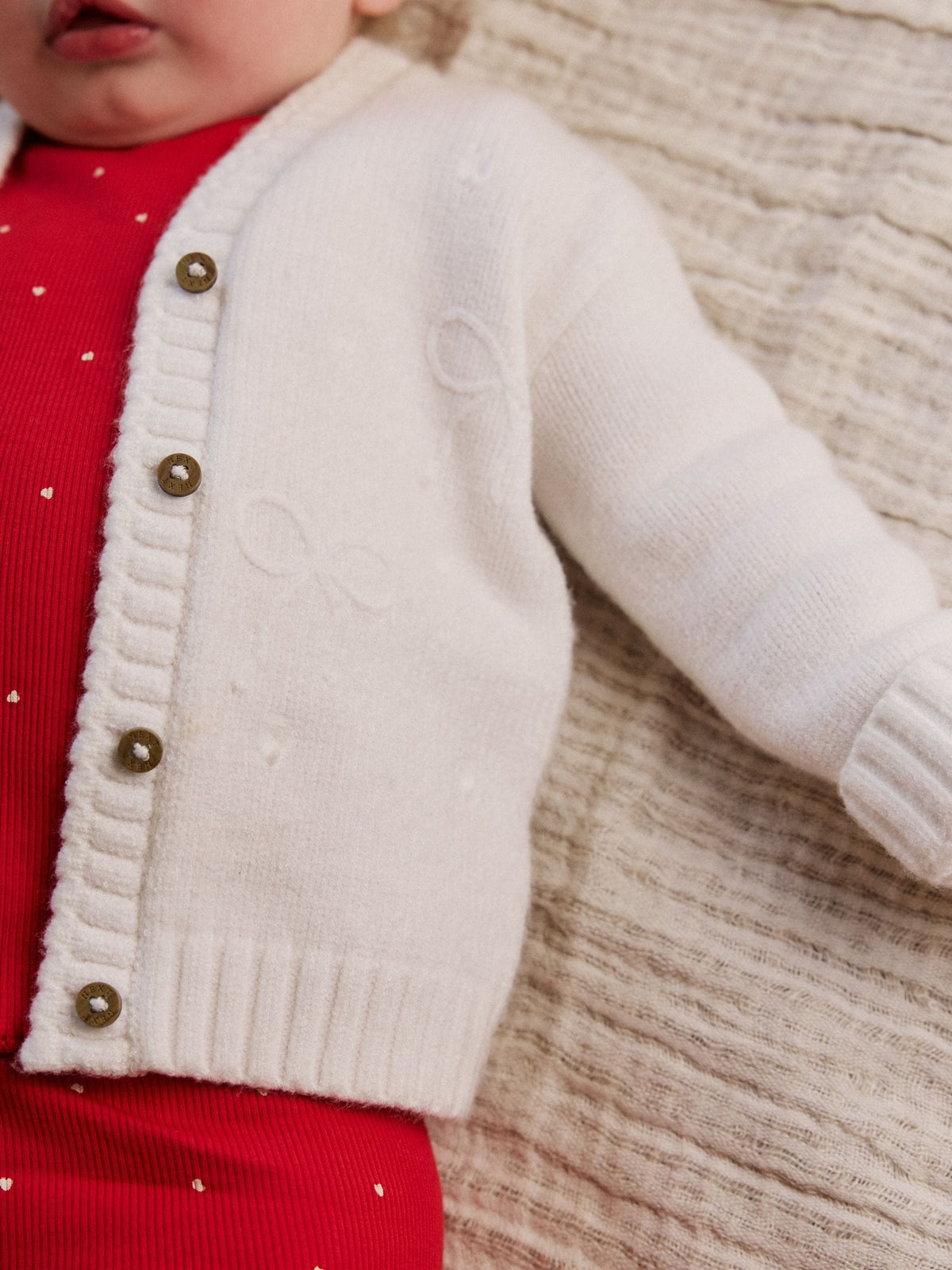 Cream Embroidered Bow Baby Cardigan (0mths-2yrs) - image 4