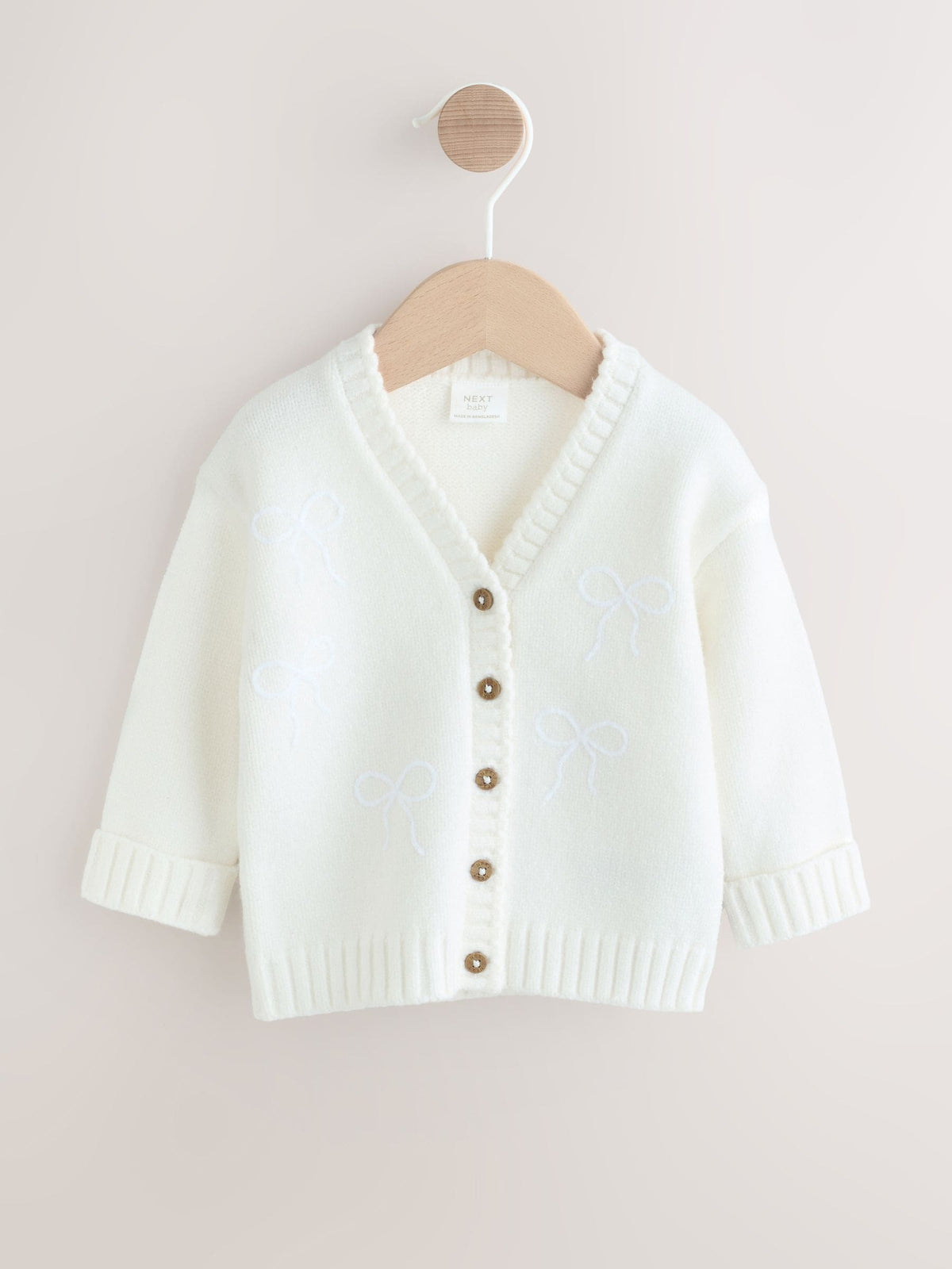 Cream Embroidered Bow Baby Cardigan (0mths-2yrs) - image 5