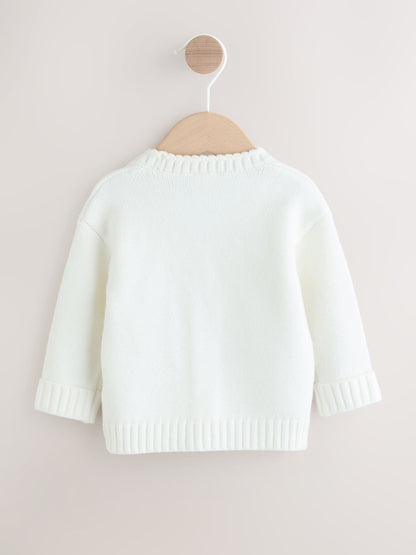 Cream Embroidered Bow Baby Cardigan (0mths-2yrs) - image 6
