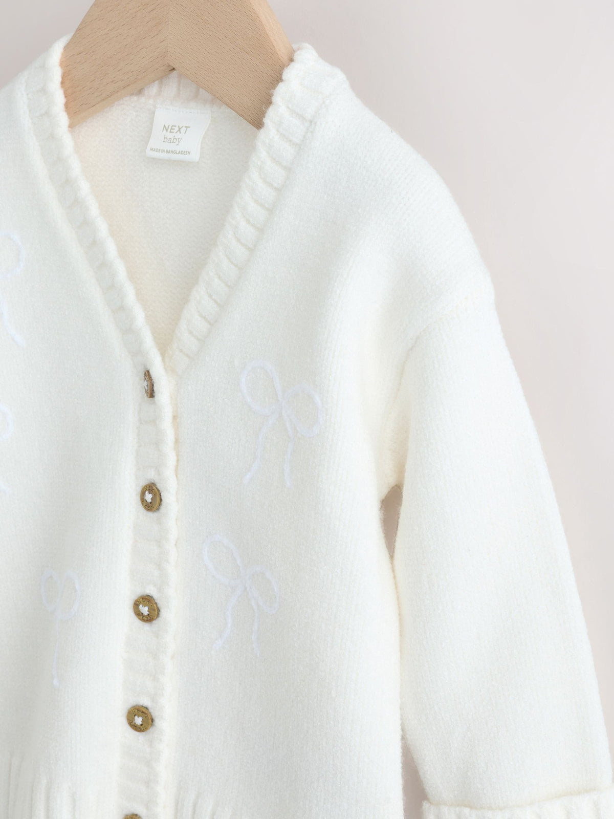 Cream Embroidered Bow Baby Cardigan (0mths-2yrs) - image 7