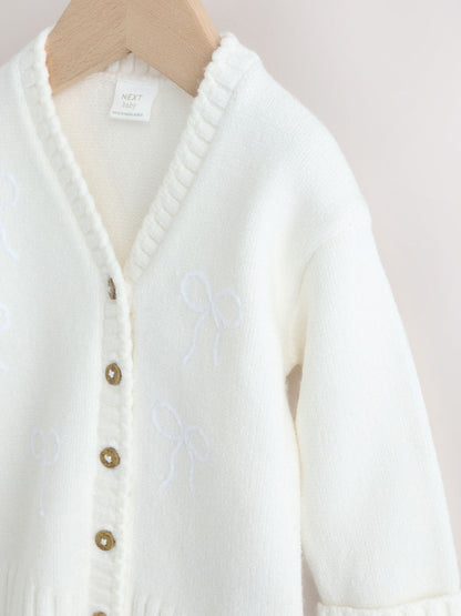 Cream Embroidered Bow Baby Cardigan (0mths-2yrs) - image 7