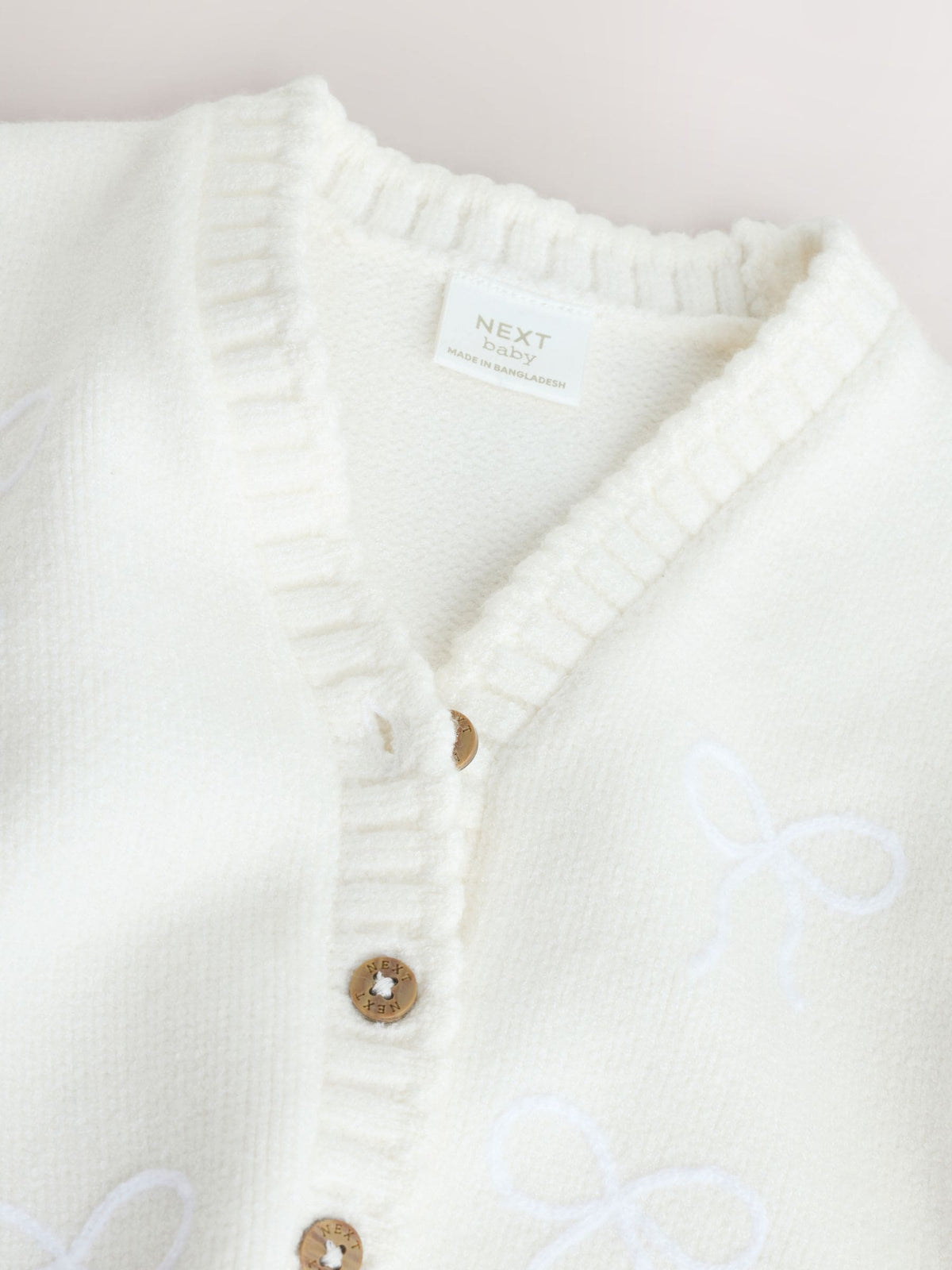Cream Embroidered Bow Baby Cardigan (0mths-2yrs) - image 8