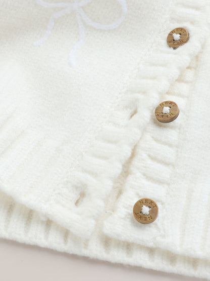 Cream Embroidered Bow Baby Cardigan (0mths-2yrs) - image 9