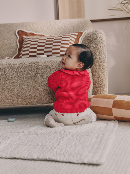 Red Frill Collar Knitted Baby Cardigan (0mths-2yrs) - image 3