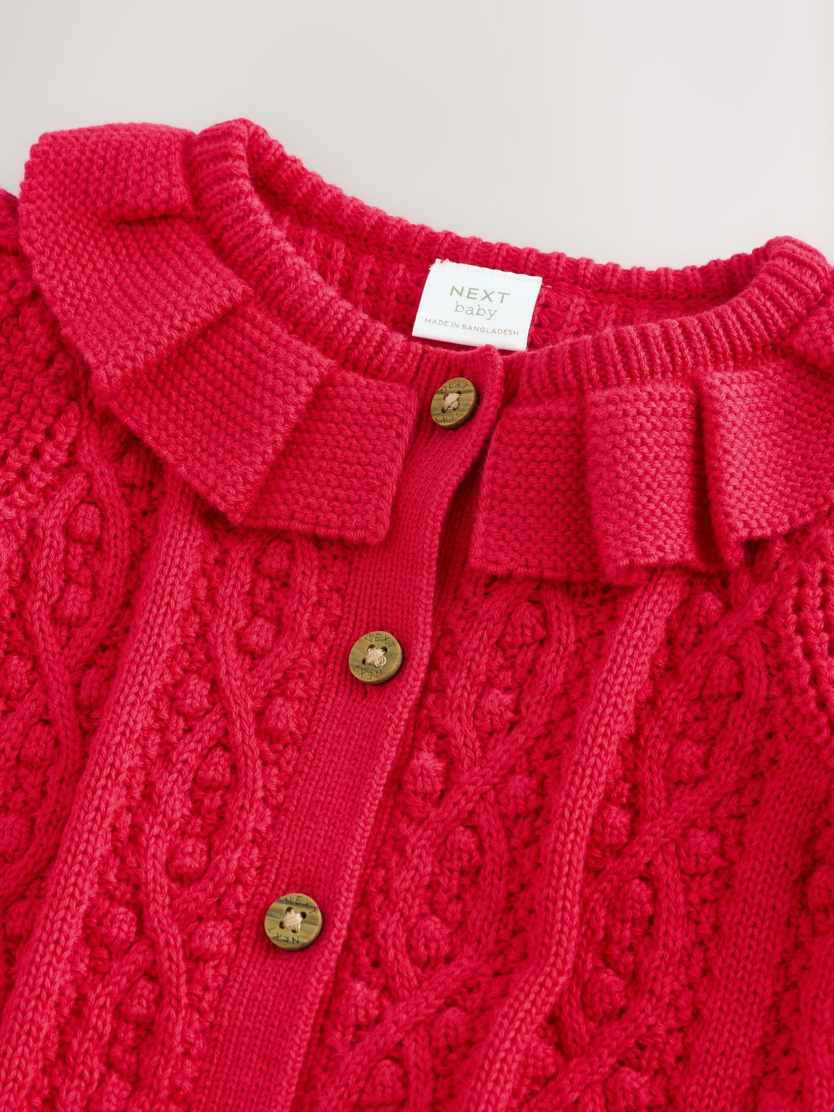 Red Frill Collar Knitted Baby Cardigan (0mths-2yrs) - image 6
