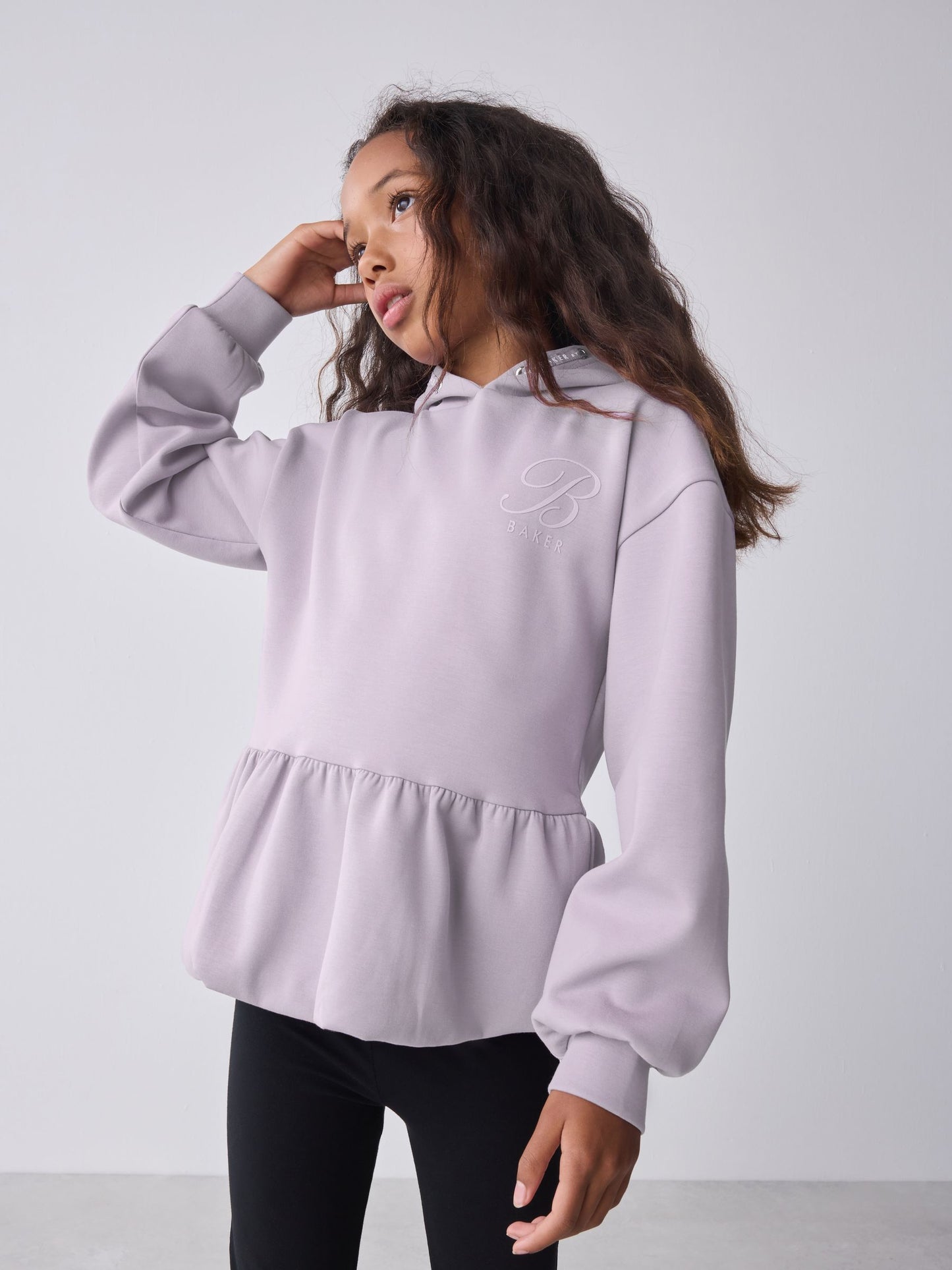 Baker by Ted Baker Lilac Purple Premium Bubble Hem Peplum Hoodie image 1