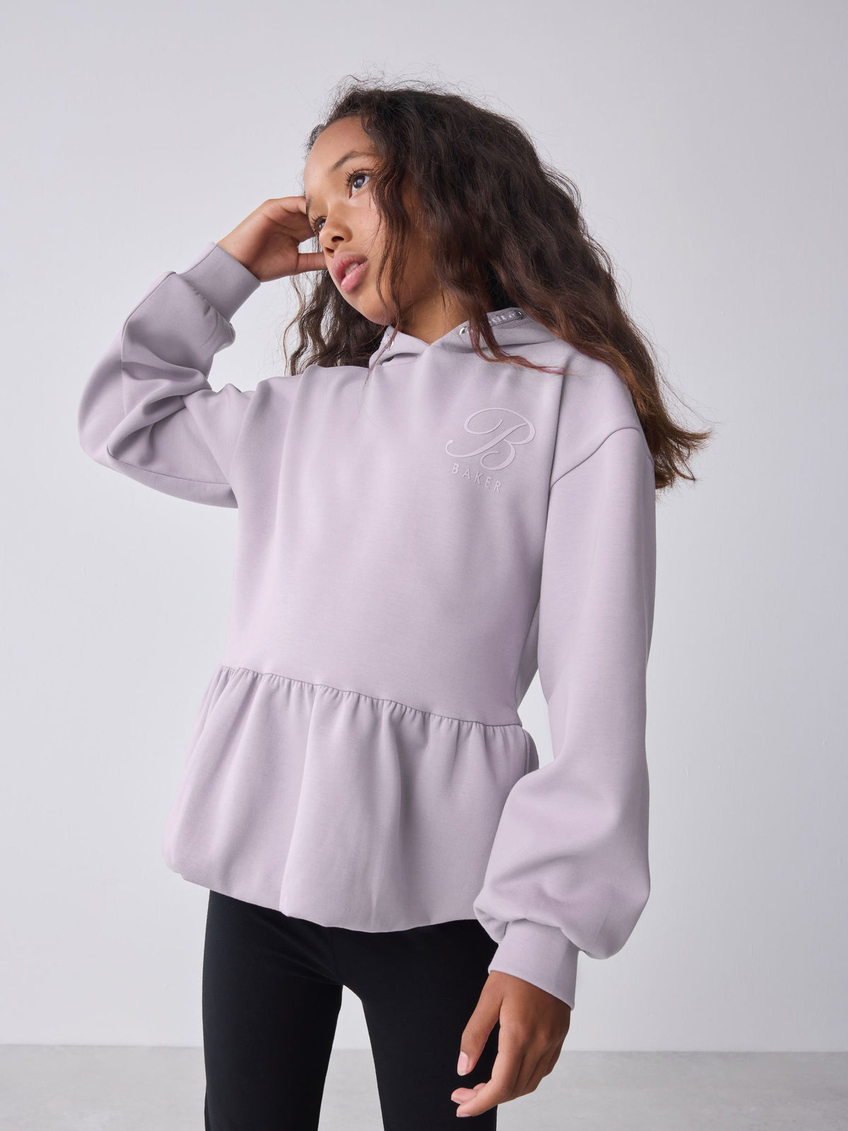 Baker by Ted Baker Lilac Purple Premium Bubble Hem Peplum Hoodie image 1