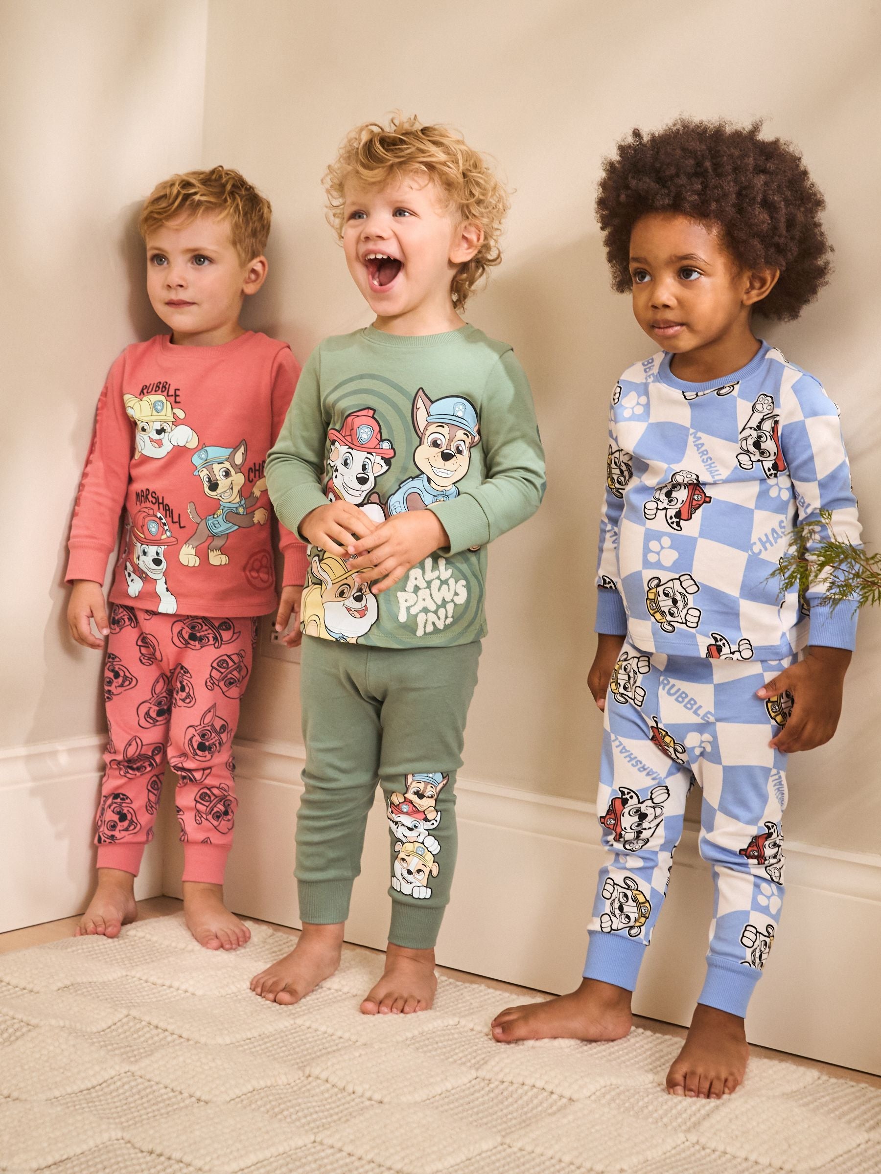 Dsiney Kidz - Green/Blue/Red Paw Patrol Snuggle Pyjamas 3 Pack (9mths-9yrs) image 1