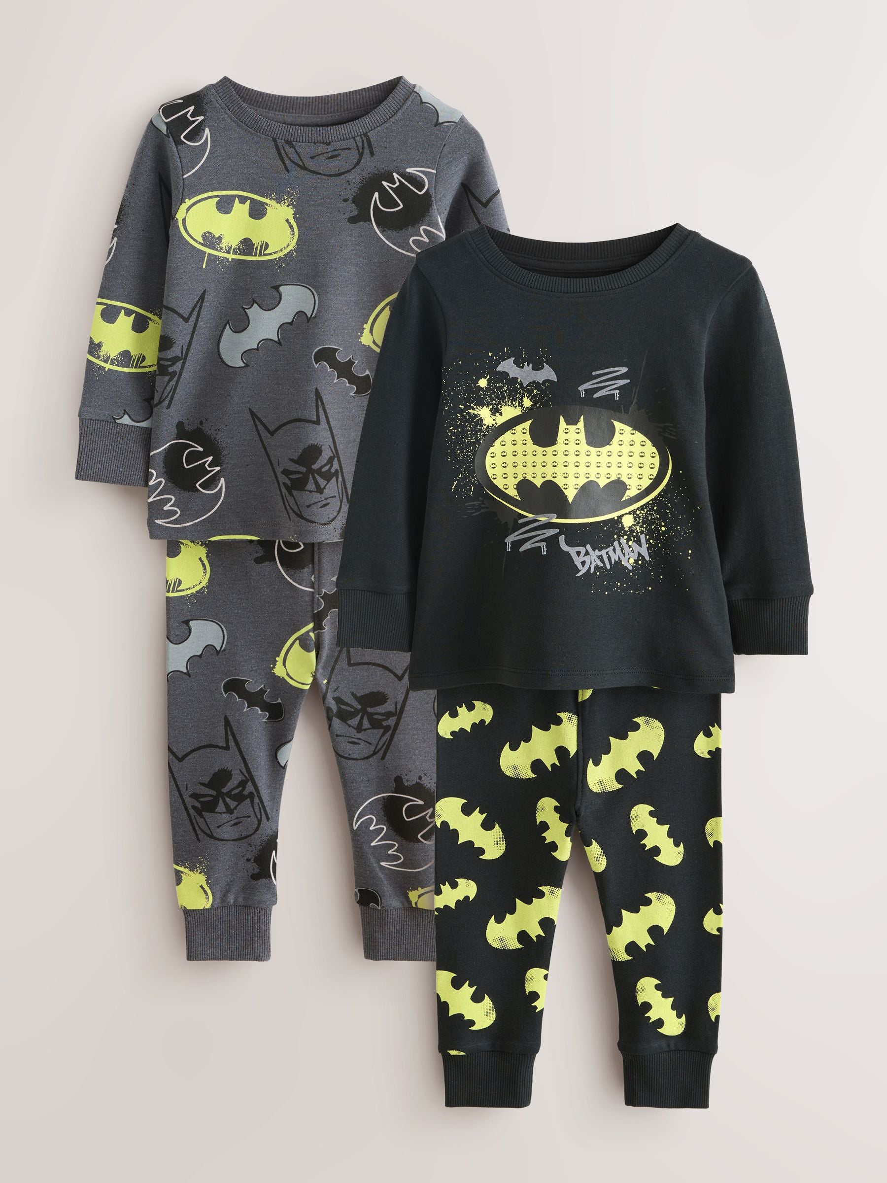 Black Batman Snuggle Pyjamas 2 Pack (9mths-10yrs) image 1