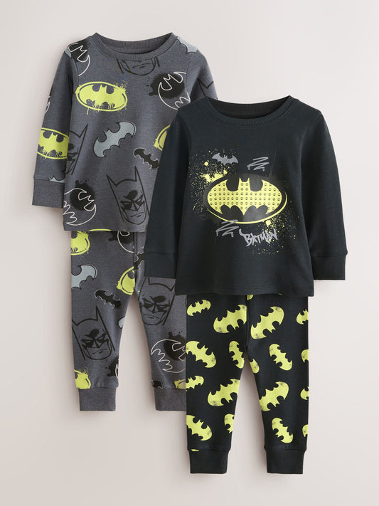 Black Batman Snuggle Pyjamas 2 Pack (9mths-10yrs) image 1