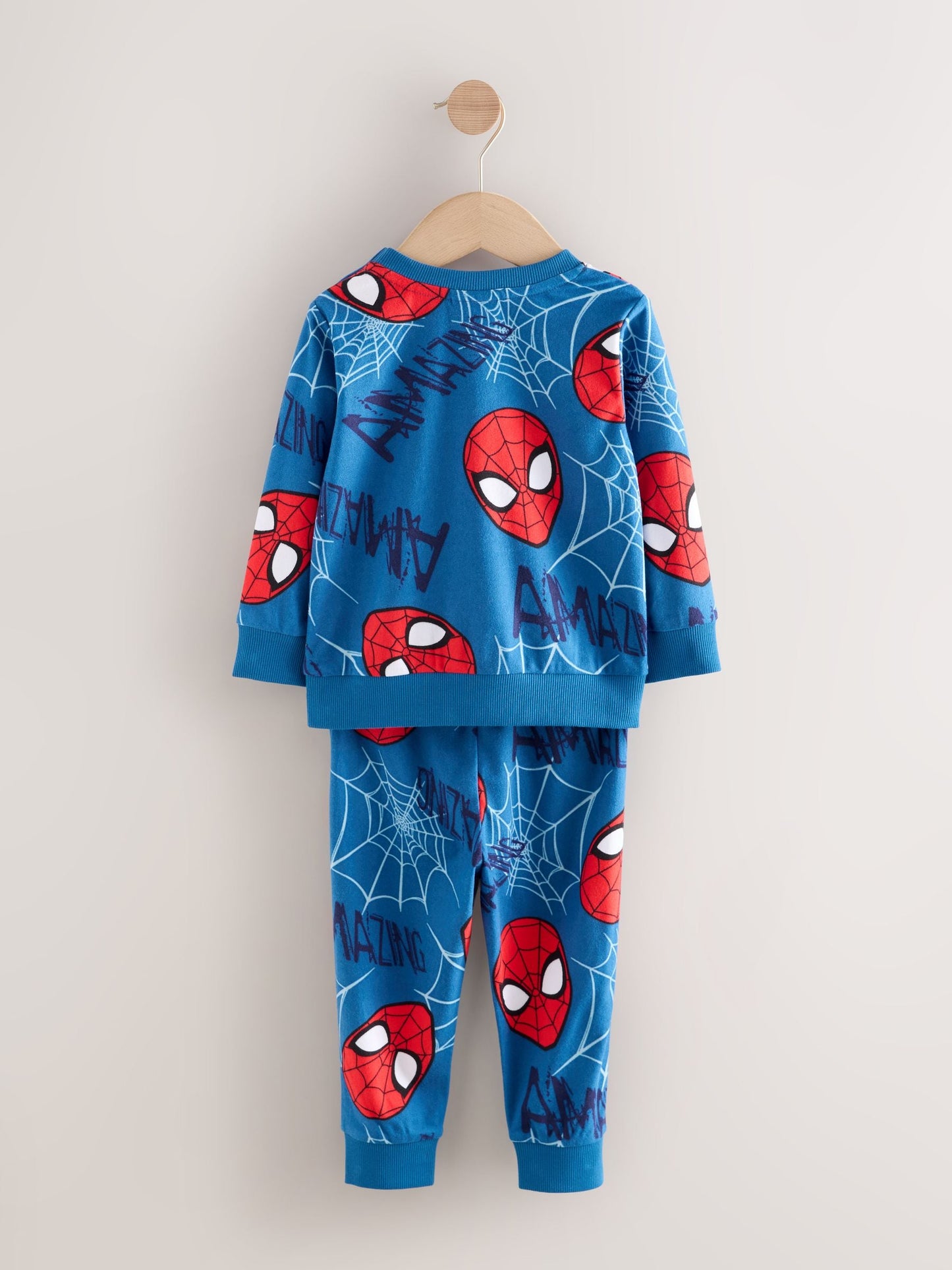 Navy Spiderman Single Cosy Fleece License Pyjamas (12mths-10yrs)