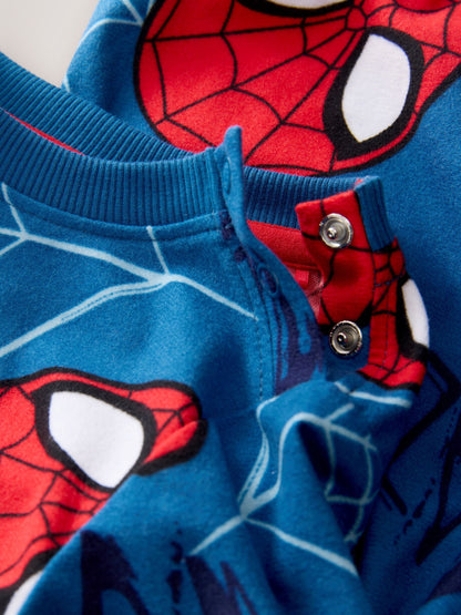 Navy Spiderman Single Cosy Fleece License Pyjamas (12mths-10yrs)