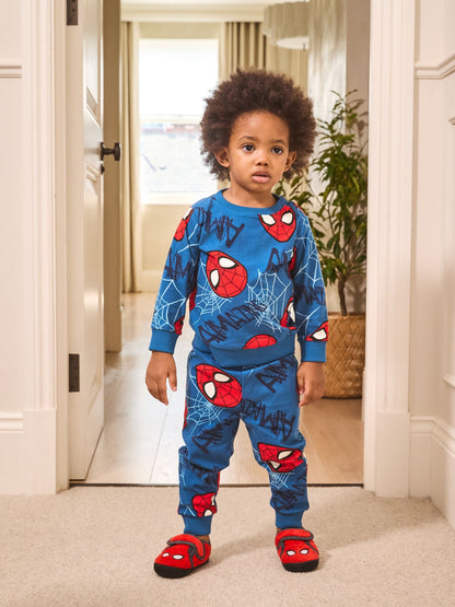 Navy Spiderman Single Cosy Fleece License Pyjamas (12mths-10yrs)