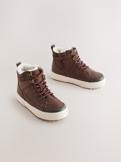Chocolate Brown Wide Fit (G) Warm Lined High Top Boots image 1