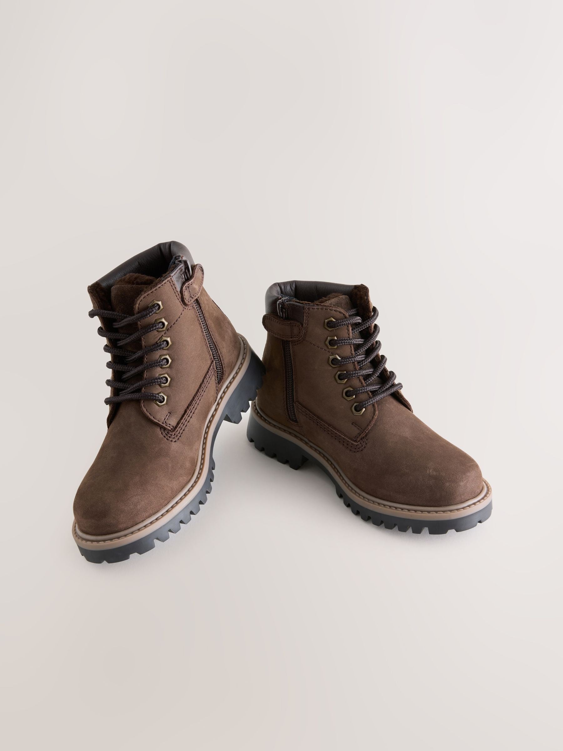 Chocolate Brown Standard Fit (F) Leather Lace Up Work Boots image 1