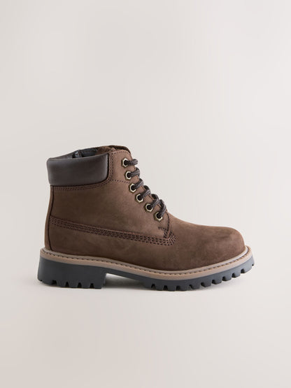 Chocolate Brown Standard Fit (F) Leather Lace Up Work Boots image 2